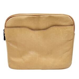 Tri-Antler Tan Leather Padded Lined Multi-use Tablet Laptop Pouch Unisex